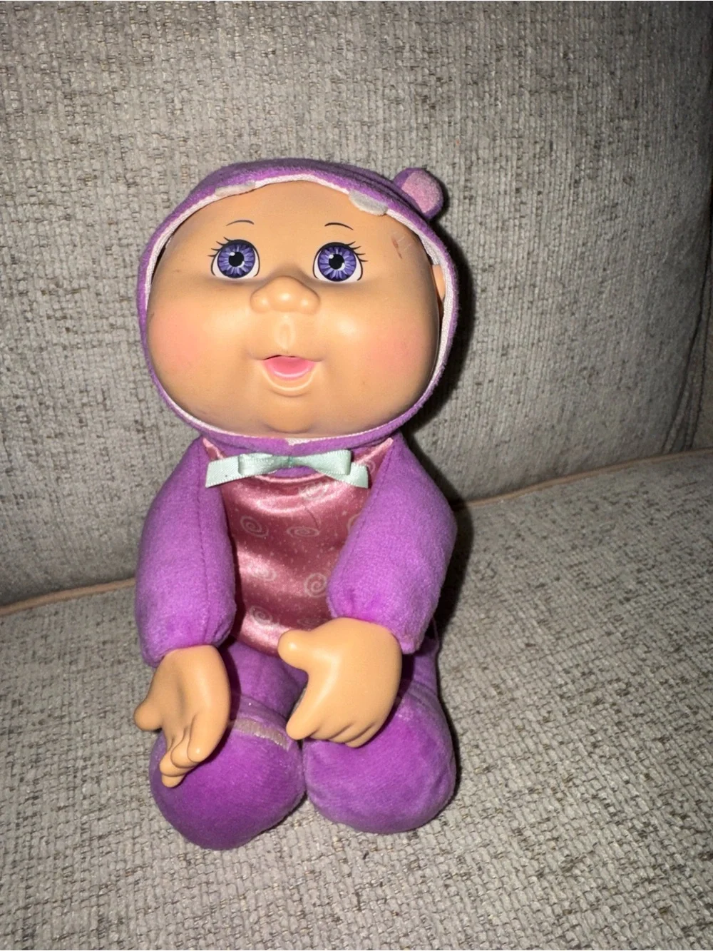 Plush Purple Hippo Baby Doll with Hooded Costume